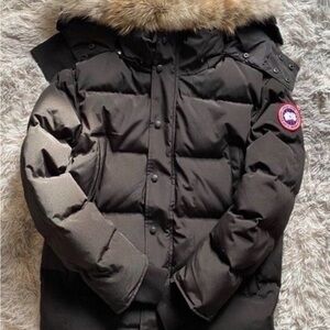 Men’s Canada Goose Black Jacket with Red and White Logo